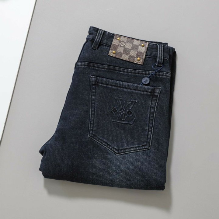 루이비통  LV 로고 모노패치 기모 데님 팬츠  