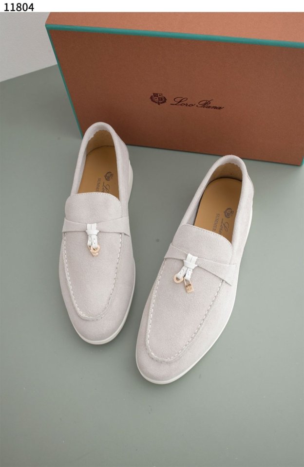 로로피아나   펄그레이 스웨이드 썸머 참스 워크 로퍼 