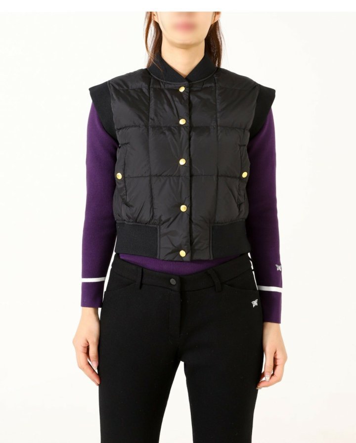 랑방블랑  텍스처 블록 구스 다운 베스트