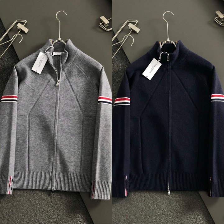 톰브라운  암밴드 하이넥 양모 집업 가디건