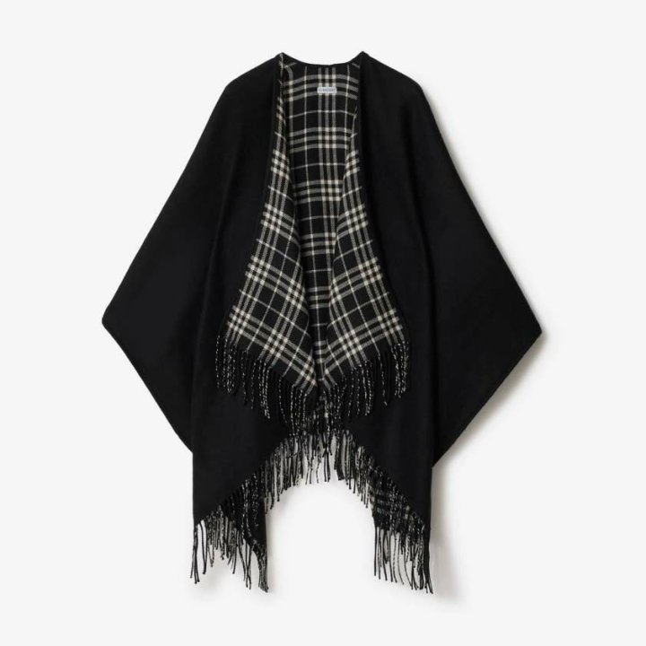 버버리  리버시블 체크 울 케이프