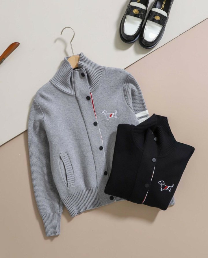 톰브라운  캐주얼 로고 니트 집업 자켓