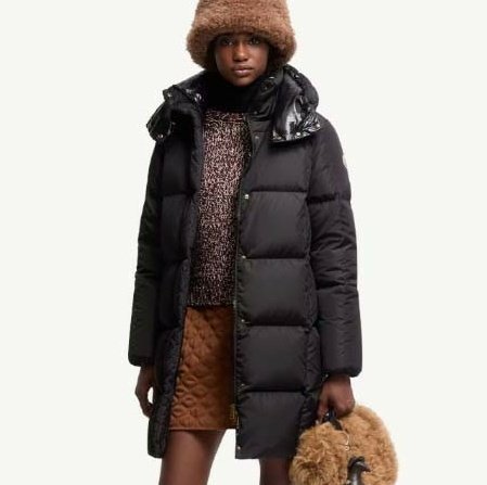 몽클레어  Litte 스퀘어 퀼팅 후드 롱 다운 재킷  