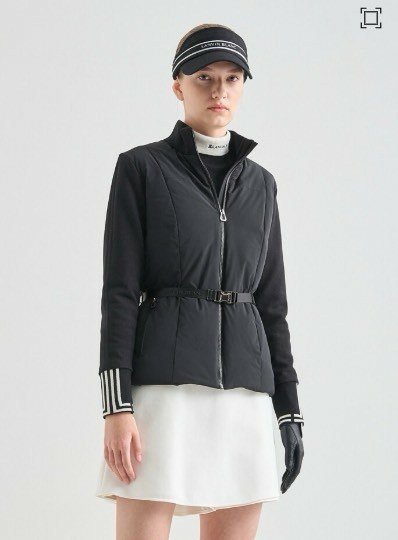 랑방블랑  우먼 텍스처 블록 벨티드 패딩점퍼  