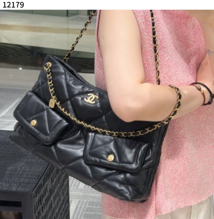 샤넬  램스킨 골드 메탈 블랙 백  