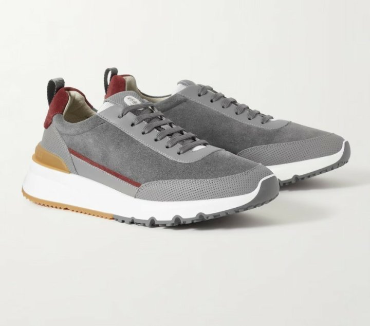 브루넬로 쿠치넬리  레더트림 스웨이드 스니커즈  