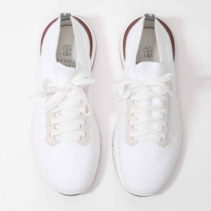 브루넬로 쿠치넬리  레더패치 니트 러너 스니커즈  