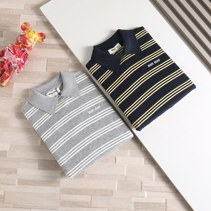 미우미우  여성 단가라 울니트 카라티셔츠