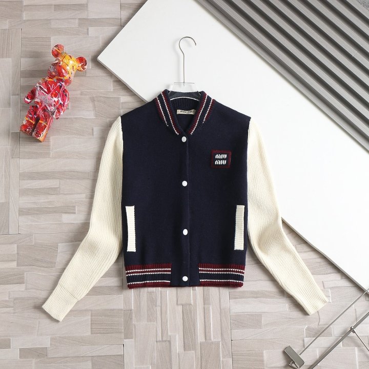 미우미우  여성 자수로고 포인트 블루종